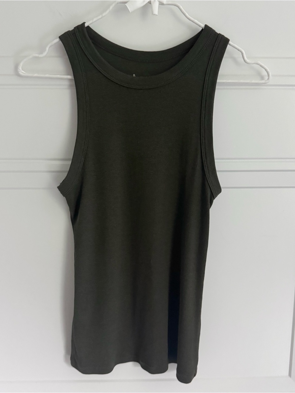 a new day Dark Olive Slim Ribbed Tank, M